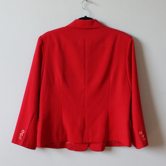 80s Vintage Report Collection Wool Blend Red Padded Blazer 11 - Picture 4 of 6